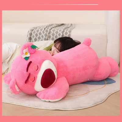 Gấu Dâu Bông Lotso Dâu Huggin Bear Lông Xù Nằm Dễ Thương Mềm Mịn Cao Cấp