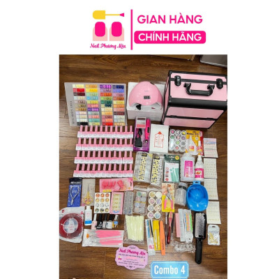 Combo Dụng Cụ Làm Móng Đầy Đủ Số 4, Bộ Phụ Kiện Làm Nail Chuyên Nghiệp Sơn Very Good Nail 44 Màu, Máy Hơ Sun 5, Cốp Nhôm Nữ