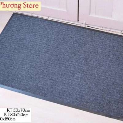 Thảm chùi chân đế chống trượt dạng sọc Stripmate Màu Xám đen / Xám đỏ - Nhiều Size ( Tặng Chổi Phất Bụi )