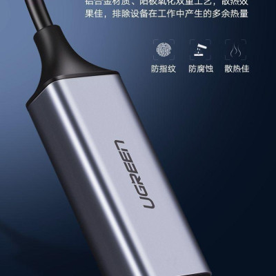 Ugreen UG50921CM209TK 10CM màu xám card mạng USB 2.0 ra RJ45 10/100Mbps - HÀNG CHÍNH HÃNG