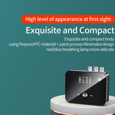 ROGTZ - Bộ Thu Phát Bluetooth Đa Năng M8 NFC, Chip AC6951C, Bluetooth 5.0, Màn Hình LED, Pin Lithium-ion 3.7V/500mAh, 8h, Phạm vi truyền 10m, Kết nối AUX 3.5mm/RCA kép/Coaxial/Optical, Màn LCD, Hỗ Trợ Nhiều Giao Diện - Hàng Chính Hãng
