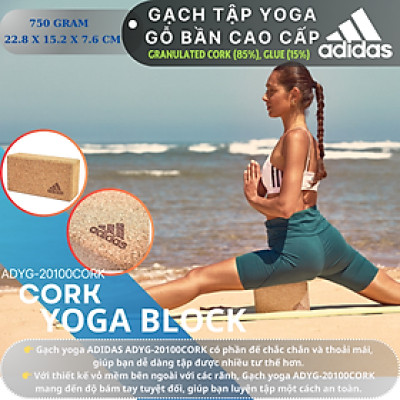 Gạch Tập Yoga Gỗ Bần Chính Hãng ADIDAS ADYG-20100CORK Cork Yoga Block (1 Viên) - Gạch Gỗ Bần Cao Cấp