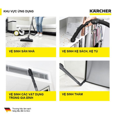(Hàng chính hãng) Máy hút bụi khô không dùng túi lọc bụi Karcher VC 3 Plus công suất 1100w màu trắng - bảo hành 18 tháng