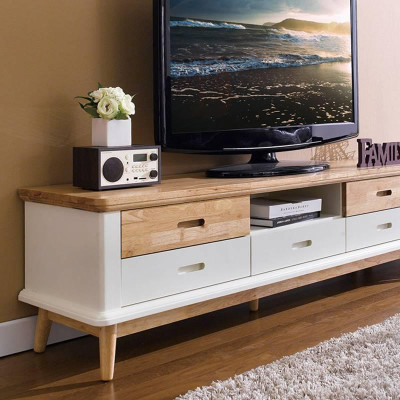 Tủ TV 5 Ngăn Kéo Vivid Gỗ Tự Nhiên Ibie LV5KVIVR - Trắng (160 x 42 cm)