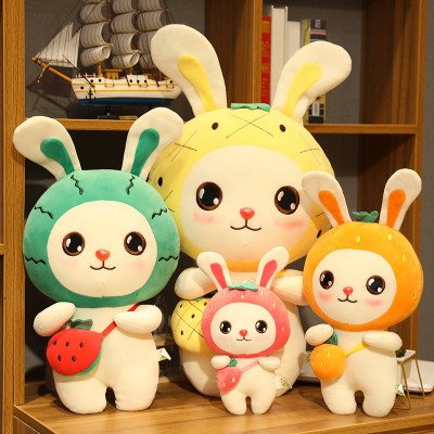 Gấu bông thỏ đầu trái cây đeo túi siêu mềm dễ thương (40cm) vải miniso mềm mại êm ái hàng cao cấp, an toàn cho trẻ nhỏ