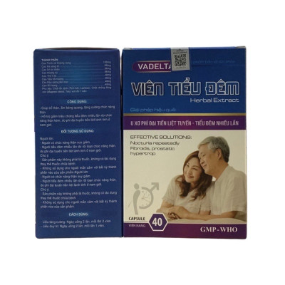 ￼Viên Tiểu Đêm VADELTA Vinaphar- Lọ 40 viên- Giúp bổ thận, ấm bàng quang, tăng cường chức năng thận