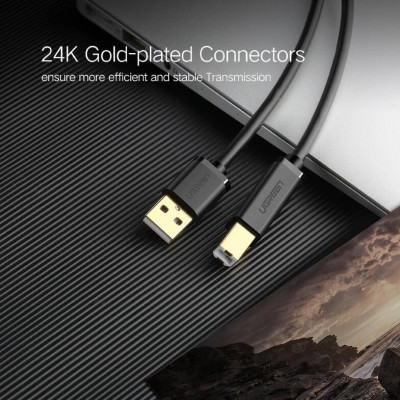 Ugreen UG10352US135TK 5M màu Đen Cáp USB 2.0 sang USB B máy in đầu mạ vàng - HÀNG CHÍNH HÃNG
