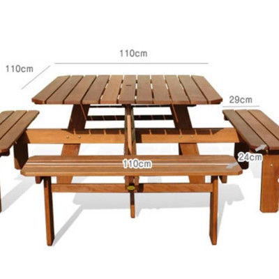 Bộ Bàn Vuông Lampung 8 Chỗ IBIE NT3028 (110 x 110 x 74 cm) - Nâu