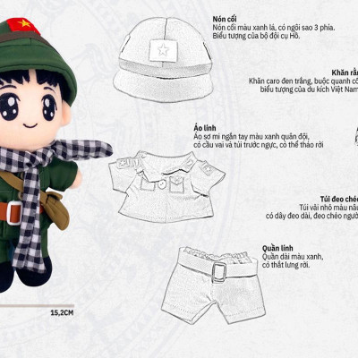 Gấu Bông Yêu Nước Chú Bộ Đội 25 cm - ZooZoo 25250 - Màu Xanh Lá