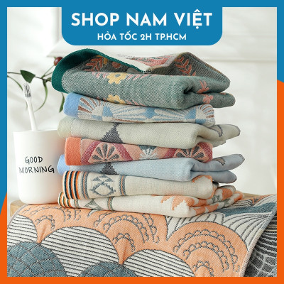 Khăn mặt phong cách Nhật vải gạc cotton 4 lớp siêu mềm siêu thấm hút