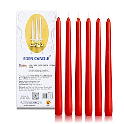 Hộp 6 Nến Thơm Taper Eden Candle FTRAMART EDC2331 (25cm) - Đỏ