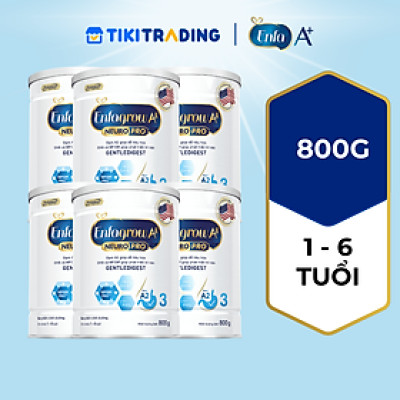 Combo 6 lon sữa bột Enfagrow A2 Neuropro 3 cho trẻ từ 1 – 6 tuổi – 800g