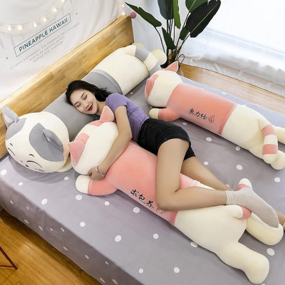 Thú nhồi bông mèo nhếch mép màu hồng - Size từ 75cm đến 1m1 - Quà tặng gấu bông mèo dễ thương.