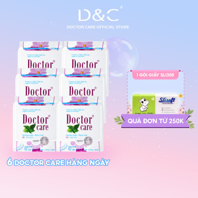 Combo 6 Băng vệ sinh hàng ngày thảo dược Doctor Care 16 cm siêu khô thoáng cả ngày dài