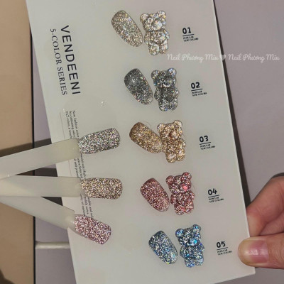 Sơn Nhũ Flash Lẻ Màu Vàng Bạc Siêu Sáng Vendeeni 15ml, Chất Đậm Mướt, Dễ Kéo, Lên Màu Chuẩn, Làm Nail Chuyên Nghiệp Nữ Sơn Gel