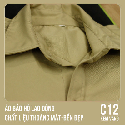 Áo bảo hộ lao động, chất liệu thoáng mát, bền đẹp - Mã C12 (Kem Vàng)