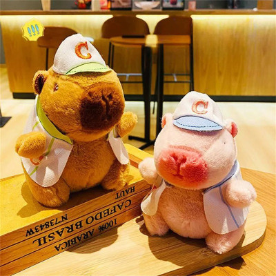 Thú nhồi bông capybara màu hồng mặc áo bóng chày dễ thương - Size từ 30cm đến 40cm - Quà tặng gấu bông capybara chuột lang êm mịn