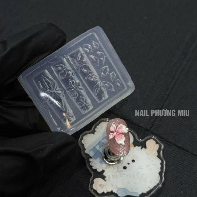 Khuôn in 3D Silicon Tạo Hình Cánh Hoa To Nhỏ 15 Mẫu Dễ Thương Làm Nail, Khuôn in Hoa Nổi 1,2,3,4 Cánh Mini Trong Suốt Trang Trí Móng Nữ Women