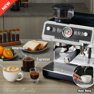 Bộ máy pha cà phê CF08 xay hạt cà phê, lấy nước nóng, đánh bọt sữa độc lập, toàn diện DIY chức năng, hàng chính hãng