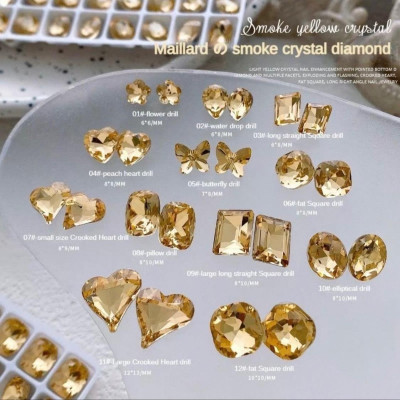 Đá Khối Nail Thủy Tinh 50 Viên, Chân Vàng Đính Móng Sang Trọng, Mix Nhiều Mẫu Sáng Bóng, Làm Nail Độc Đáo Cho Nàng