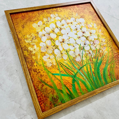 TRANH HOA - TRANH CANVAS - TRANH TREO TƯỜNG HOA TRẮNG(TẶNG KÈM ĐINH 3 CHÂN)