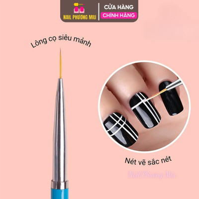 Set 3 Cây Cọ Nét Beauty Xanh Vàng Đen 5mm, 7mm, 9mm Lông Mịn Không Lem, Đầu Cọ Dài Vẽ Đa Năng, Kẻ Viền Và Tạo Hình Làm Nail Đẹp Nữ Women