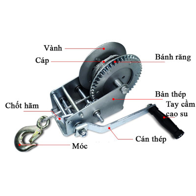 Tời Quay Tay ABG 2500LBS 1135Kg - Máy Tời Xây Dựng Xoay Cầm Tay Chuyên Dùng Để Nâng Hạ Hàng Hóa , Máy Móc - Loại 2 Chiều - Hàng Chính Hãng