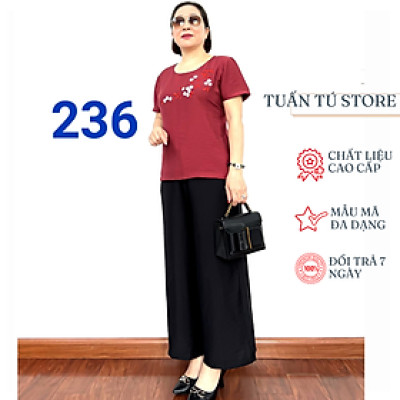 Áo Kiểu Cho Mẹ Chất Liệu Đũi Cao Cấp Thêu Hoa Tinh Xảo Phù Hợp Với Phụ Nữ Từ 55-70 Tuổi - Tuấn Tú Store 68