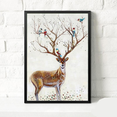 Tranh treo tường Canvas trang trí hươu 2 50x70cm ( kèm theo khung )