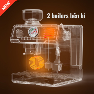 Bộ máy pha cà phê CF08 xay hạt cà phê, lấy nước nóng, đánh bọt sữa độc lập, toàn diện DIY chức năng, hàng chính hãng