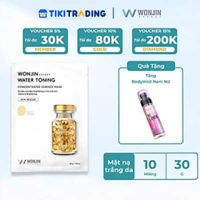 Combo 10 Mặt Nạ Dưỡng Trắng WonJin Effect Water Toning Mask 30g