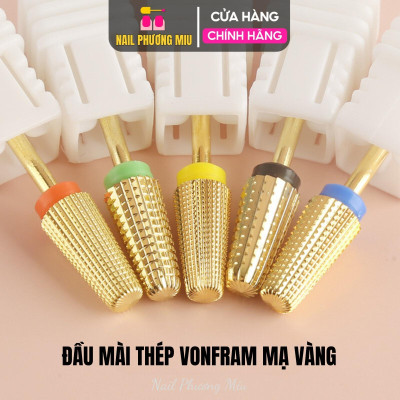 Đầu Mài Đa Năng 5 trong 1 Thép Vonfram F-Gold Mạ Vàng, Dùng Cho Phá Gel Phá Bột Mài Móng Đầu Mài 5in1 Chuyên Làm Nail