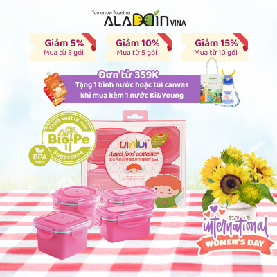 Hộp đựng đồ ăn dặm an toàn - Set 4 hộp kín Angel food UINLUI