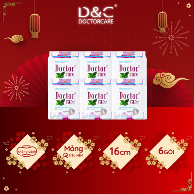 Combo 6 Băng vệ sinh hàng ngày thảo dược Doctor Care 16 cm siêu khô thoáng cả ngày dài