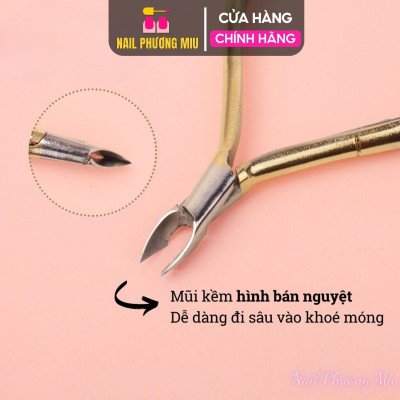 Combo Kìm Lấy Khóe Mũi Dài Nhọn 1.5cm + Kềm Nhặt cắt Da Bán Nguyệt Mạ Vàng - Dụng Cụ Chăm Sóc Nail Chuyên Nghiệp Chà Gót Chân
