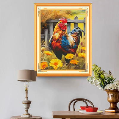 [Thêu 4 sợi] Tranh thêu chữ thập Gà trống xw3112, kích thước 45 x 60 cm