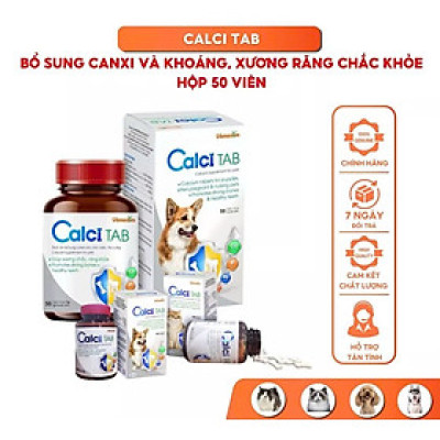 Viên Bổ sung Canxi và Khoáng cho Chó Mèo Vemedim Calci Tab, Giúp Xương Chắc Khỏe - Hộp 50 viên