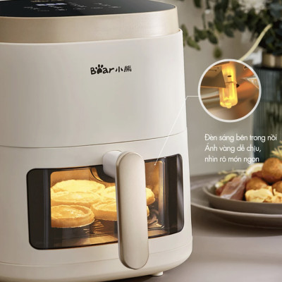 Nồi Chiên Không Dầu Bear QZG-F15E3 Cách Nhiệt Giảm Độ Ồn, Nhiệt Độ Từ 80-200 Độ C Dung Tích 5 Lít Công Suất 1500 W - Hàng Chính Hãng