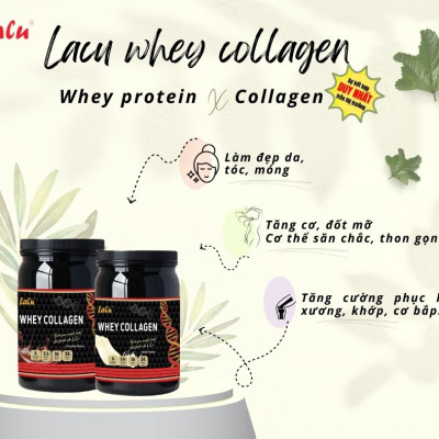 Thực phẩm bổ sung Lacu Whey Collagen vị socola - Trọng lượng 500g - Hỗ trợ chống lão hoá - Hàng chính hãng nhập khẩu nguyên hộp