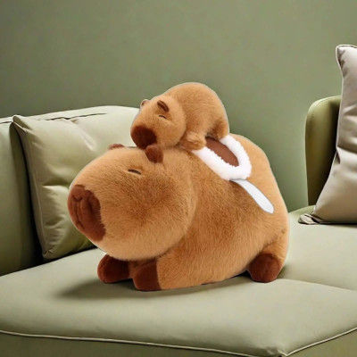 Thú nhồi bông capybara mẹ cõng con đáng yêu - Size từ 30cm đến 50cm - Móc khoá gấu bông Capybara.