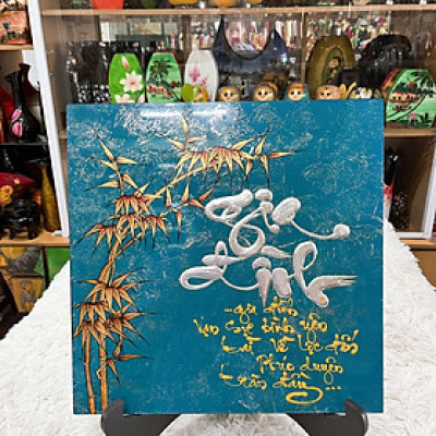 [ Sale Mạnh] Tranh sơn mài chữ ,thơ kèm họa tiết 40x40 cm ý nghĩa thích hợp làm quà tặng, trang trí,...