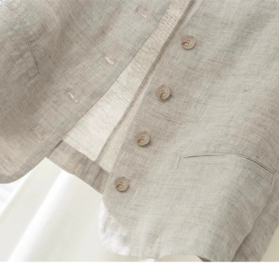 Áo blazer nữ linen mềm mát, áo gile nữ thiết kế bốn cúc chạy dọc phong cách Hàn Quốc siêu thanh lịch Bz02