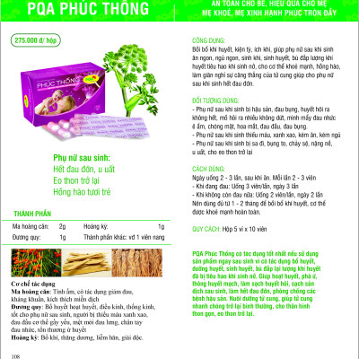 Phúc Thống PQA Giúp Bổ Huyết, Hỗ Trợ Điều Hòa Kinh Nguyệt, Các Triệu Chứng Đau Bụng Kinh Hộp 50 Viên