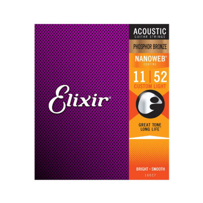 Elixir 16027 - Dây đàn acoustic guitar Elixir cỡ 11- Phosphor Bronze Strings (Kèm móc khóa và pick gảy) - Hàng chính hãng