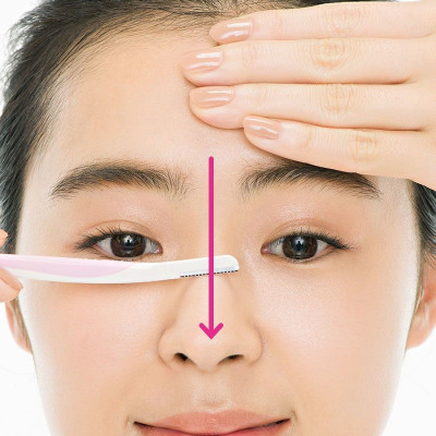 Set 03 dao cạo lông mày Pretty size L lưỡi bằng thép mạ Titanium sắc bén & bền bỉ - nội địa Nhật Bản