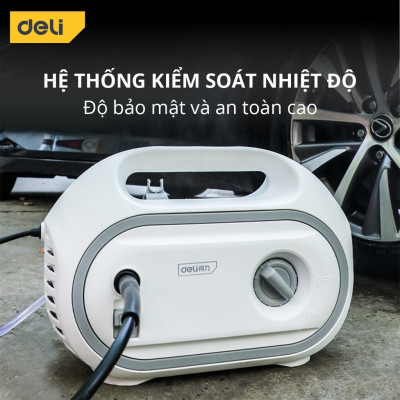 [TẶNG Ổ CẮM ĐIỆN + MIẾNG RỬA XE] Máy Xịt Rửa Mini Động Cơ Lõi Đồng Deli Cao Áp Chính Hãng 1 đổi 1 Bảo Hành 36 Tháng Rửa Xe Tưới Cây Vệ Sinh Nhà Cửa