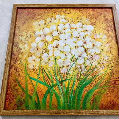 TRANH HOA - TRANH CANVAS - TRANH TREO TƯỜNG HOA TRẮNG(TẶNG KÈM ĐINH 3 CHÂN)