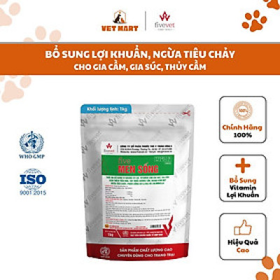 [1KG] Five-Men Sống, Bổ sung lợi khuẩn, cải thiện đường ruột, kích thích tiêu hóa, hấp thụ thức ăn tốt cho vật nuôi