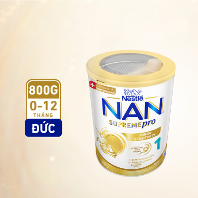 Sữa bột Nestlé NAN SUPREMEPRO 1 800g nhập khẩu Đức với 5HMO & đạm Gentle Optipro ( Dành cho trẻ từ 0 - 12 tháng tuổi)
