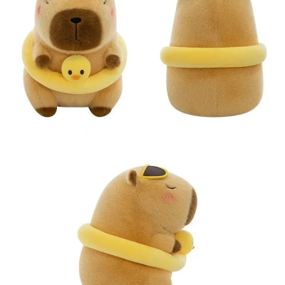 Thú nhồi bông Capybara đi biển ngộ nghĩnh - Size 35cm đến 45cm - Quà tặng gấu bông chuột lang đeo phao vịt cute.